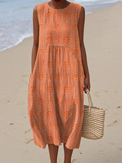 Zomerjurk Dames met Zakken Losvallend Mouwloos Maxi - Groen / Blauw / Geel - Maelen