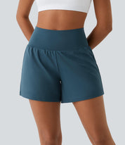 Alyssa Sportshorts | 2-in-1 Dames Sportshort met Hoge Taille en Slimme Zakken