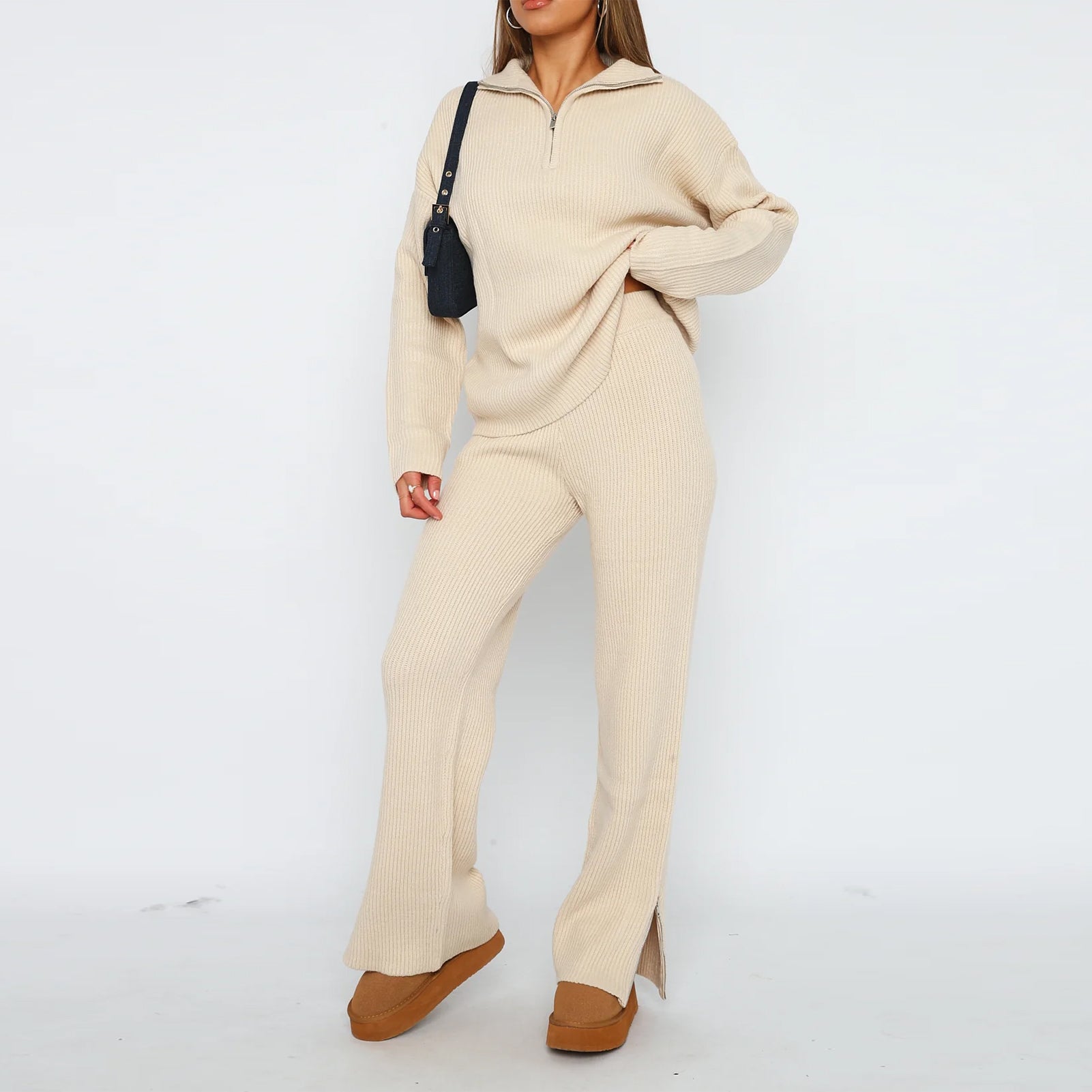 Sophia Luxe Set | Elegante Wijde Broek en Top voor het najaar