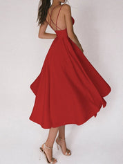 Aitana Jurk | Elegante Midi-Jurk met Strappy Rug en Vloeiende Pasvorm