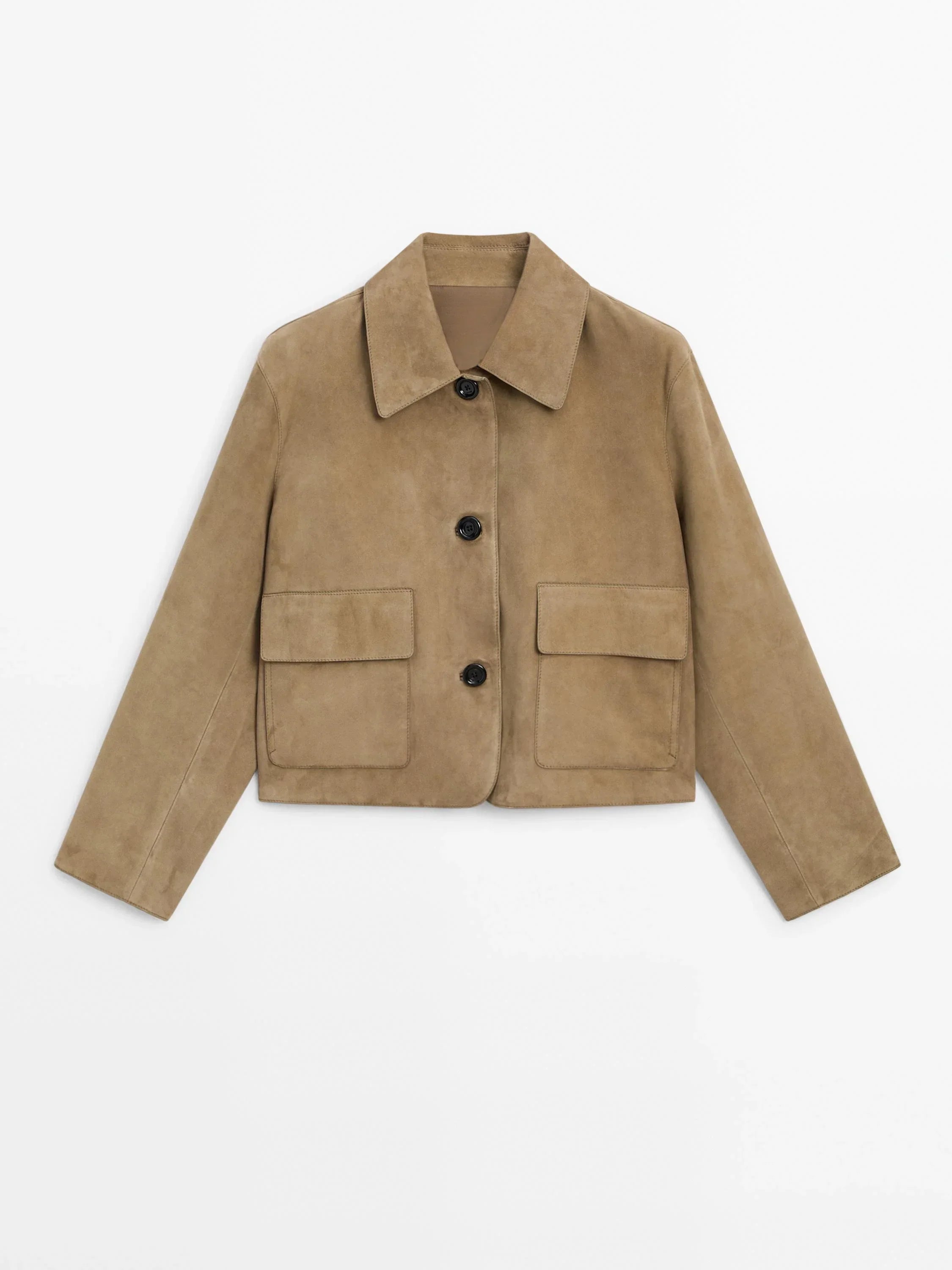 Isabella Jasje | Split Suède Jasje met Klassieke Kraag en Stijlvolle Klepzakken