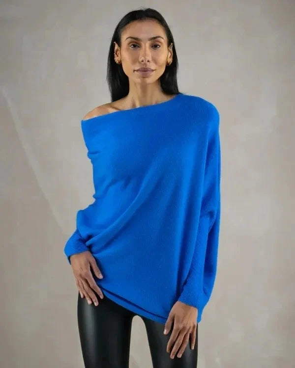 Aurora Asymmetric Sweater | Damestrui met Uniek Asymmetrisch Design en Veelzijdige Swing Kraag
