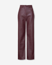 Giulia petite leren broek dames – straight leg PU pants in bordeaux rood