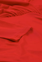 Davina Jurk | Rode Wikkeljurk met Ruches en Bodycon Pasvorm