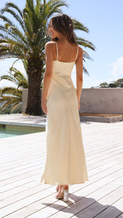Dames Slip Dress Satijn Rechte Halslijn Zijsplit Elegant Casual en Feestelijk - Maelen