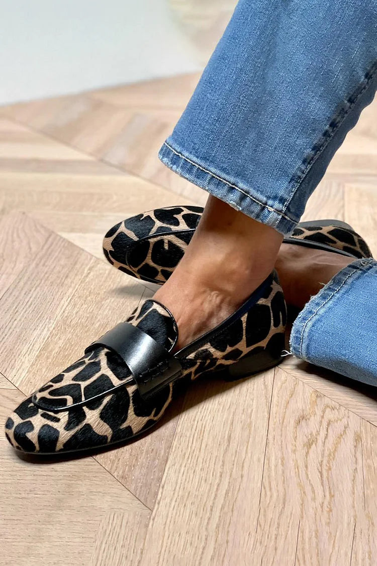 Dames Loafers Dierenprint Giraffe Print Platte Zool Casual Dagelijks - Zwart - Maelen