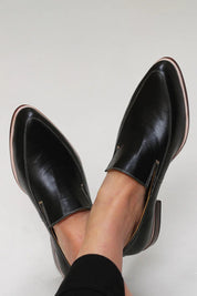 Dames Loafers Minimalistisch Puntige Neus Plat Strakke Lijn Casual Dagelijks - Zwart - Maelen