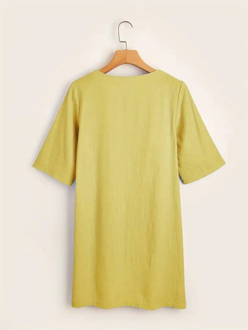 Caelina Jurk | Elegante 3/4 Mouw Jurk voor Dagelijks Comfort en Stijl