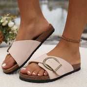 Dames Slippers Orthopedisch Gesp Kurk Zool Comfort - Zwart / Lichtroze / Khaki - Maelen