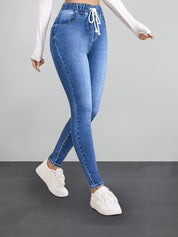Nina Jegging | Slim Fit Stretch Jegging met Elastische Tailleband en Denim Look