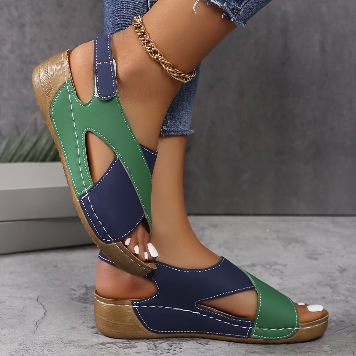 Allegra Sandalen | Tweekleurige Dames Sandalen met Zachte Bandjes en Ondersteunende Zool