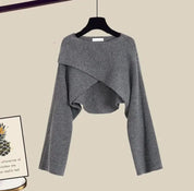 Marina Dames set 3-delig – comfortabel elegant pak met blouse, trui en wijde broek