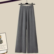 Marina Dames set 3-delig – comfortabel elegant pak met blouse, trui en wijde broek