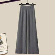 Aira Set | Dames Set met Ribbroek met Wijde Pijpen en Witte Blouse