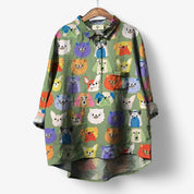 Giulia Dames blouse met grafisch print – lichte stijlvolle blouse voor herfst winter