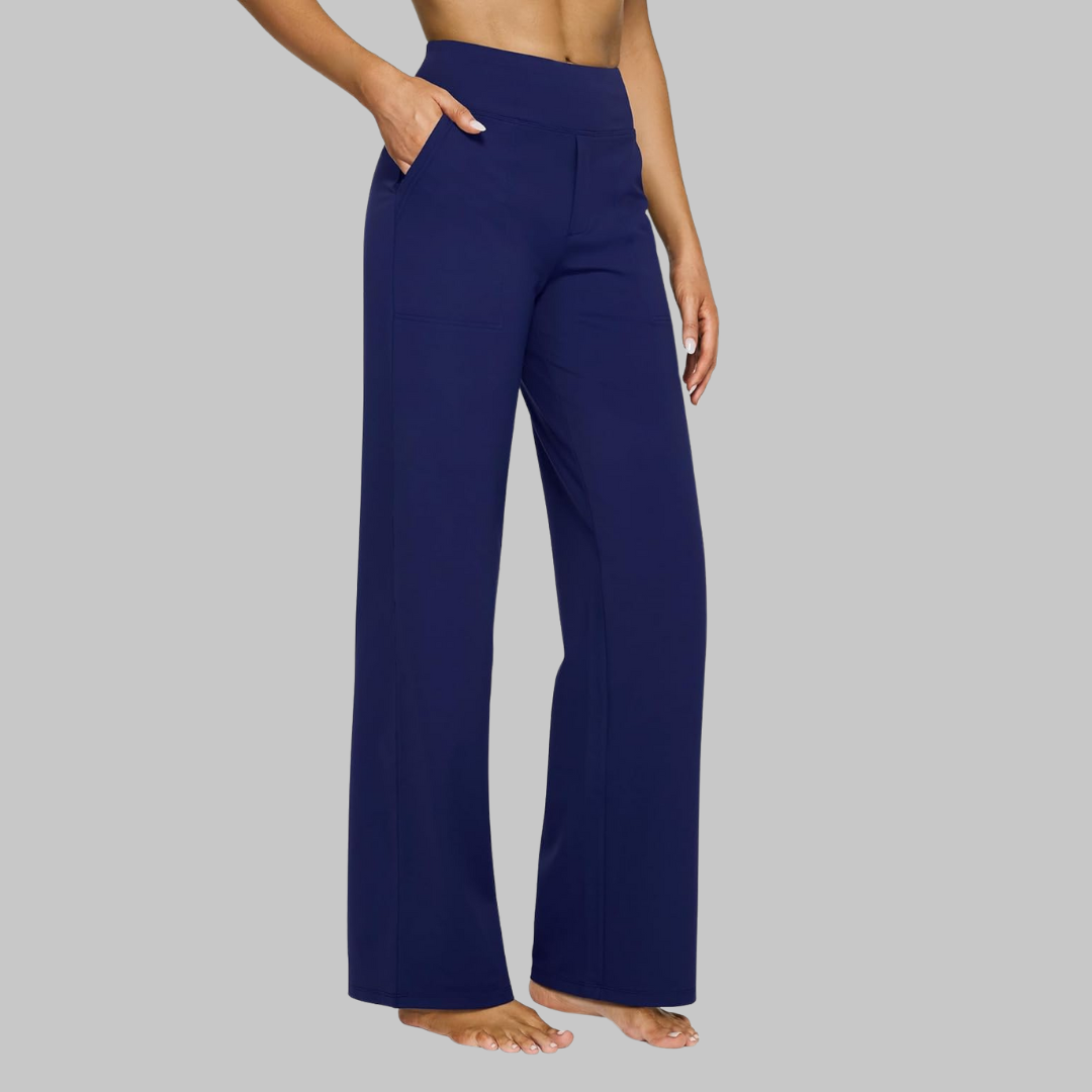 Lia Stretchbroek Dames met Comfortabele Pasvorm, Hoge Taille en Zachte Stretchstof - Zwart/Rood/Blauw