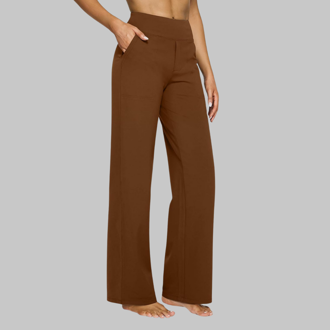 Lia Stretchbroek Dames met Comfortabele Pasvorm, Hoge Taille en Zachte Stretchstof - Zwart/Rood/Blauw