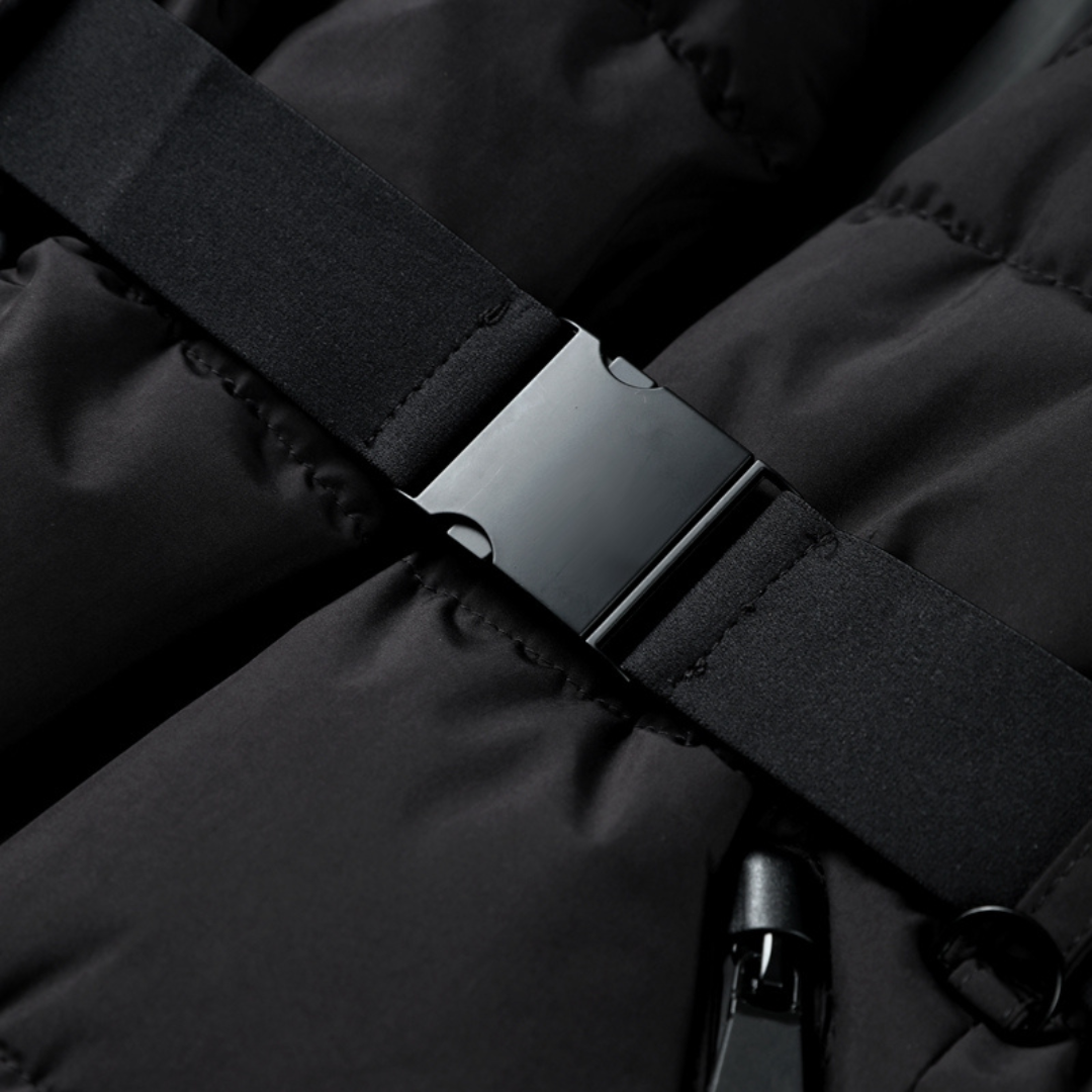 Valentina Gewatteerde donsjas dames met ceintuur – warme lange puffer jas voor de winter