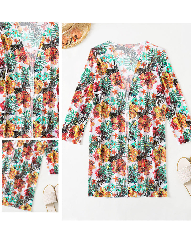 Annie Bikiniset | 3-Delige Zomerse Bikiniset met Bloemenprint en Mesh Blouse