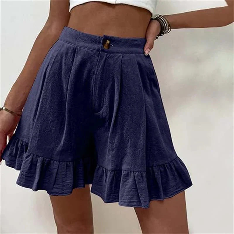 Angela™ Shorts | Effen Kleurige Dames Shorts met Elastische Taille en Speelse Zoom