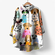 Giulia Dames blouse met grafisch print – lichte stijlvolle blouse voor herfst winter