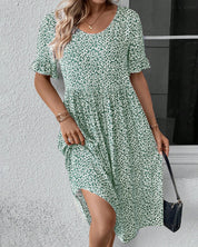 Liliana Dress | Jurk met Ronde Hals en Vrouwelijke Bloemenprint