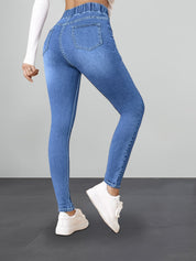 Nina Jegging | Slim Fit Stretch Jegging met Elastische Tailleband en Denim Look