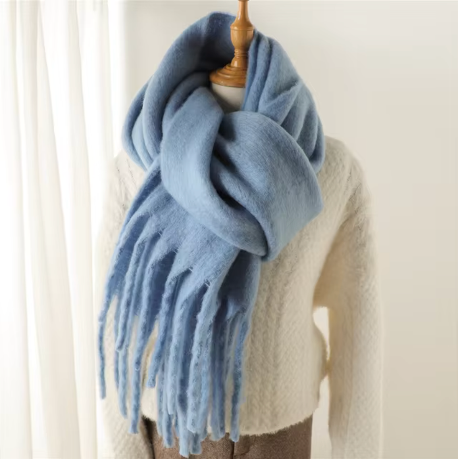 Francesca winter sjaal – zachte cashmere look sjaal met franjes en elegant design