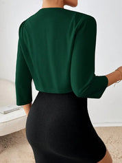 Viviana Blazer | Korte Open Blazer met Plissé Details en Driekwart Mouwen