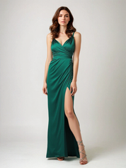Aurora Avondjurk | Maxi-jurk met Diepe Halslijn, Hoge Split en Elegante Pasvorm