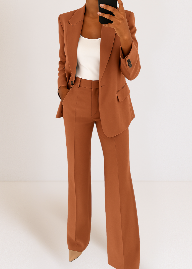 Alessia Dames broekpak – chique two-piece set met tailored blazer en rechte pantalon