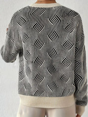 Marcella Trui | Zwart-Witte Trui met Abstract Patroon en Comfortabele Pasvorm