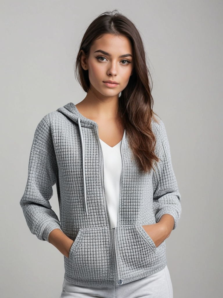 Mila Hoodie | Casual Hoodie met Rits en Wafelstructuur