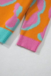 Luna Trui | Levendige Luipaardprint Colorblock Trui voor dames