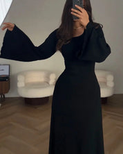 Renata Jurk | Lange Mouwen Jurk met Flatterend Silhouet en Tijdloze Elegantie