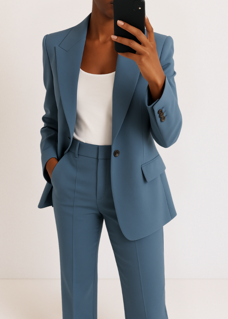 Alessia Dames broekpak – chique two-piece set met tailored blazer en rechte pantalon