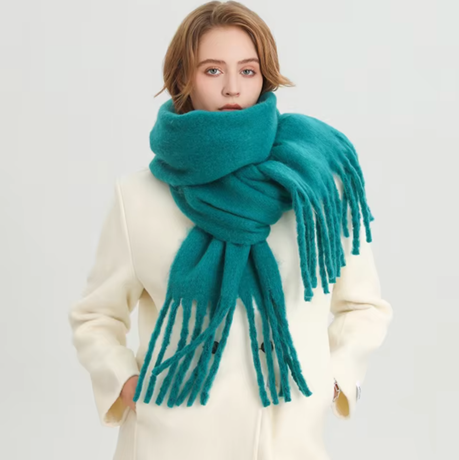 Francesca winter sjaal – zachte cashmere look sjaal met franjes en elegant design