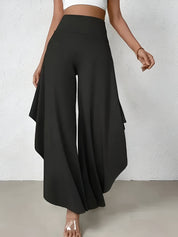 Elena Wide-Leg Pants | Damesbroek met Hoge Taille, Asymmetrische Zoom en Luchtige Wijde Pijpen
