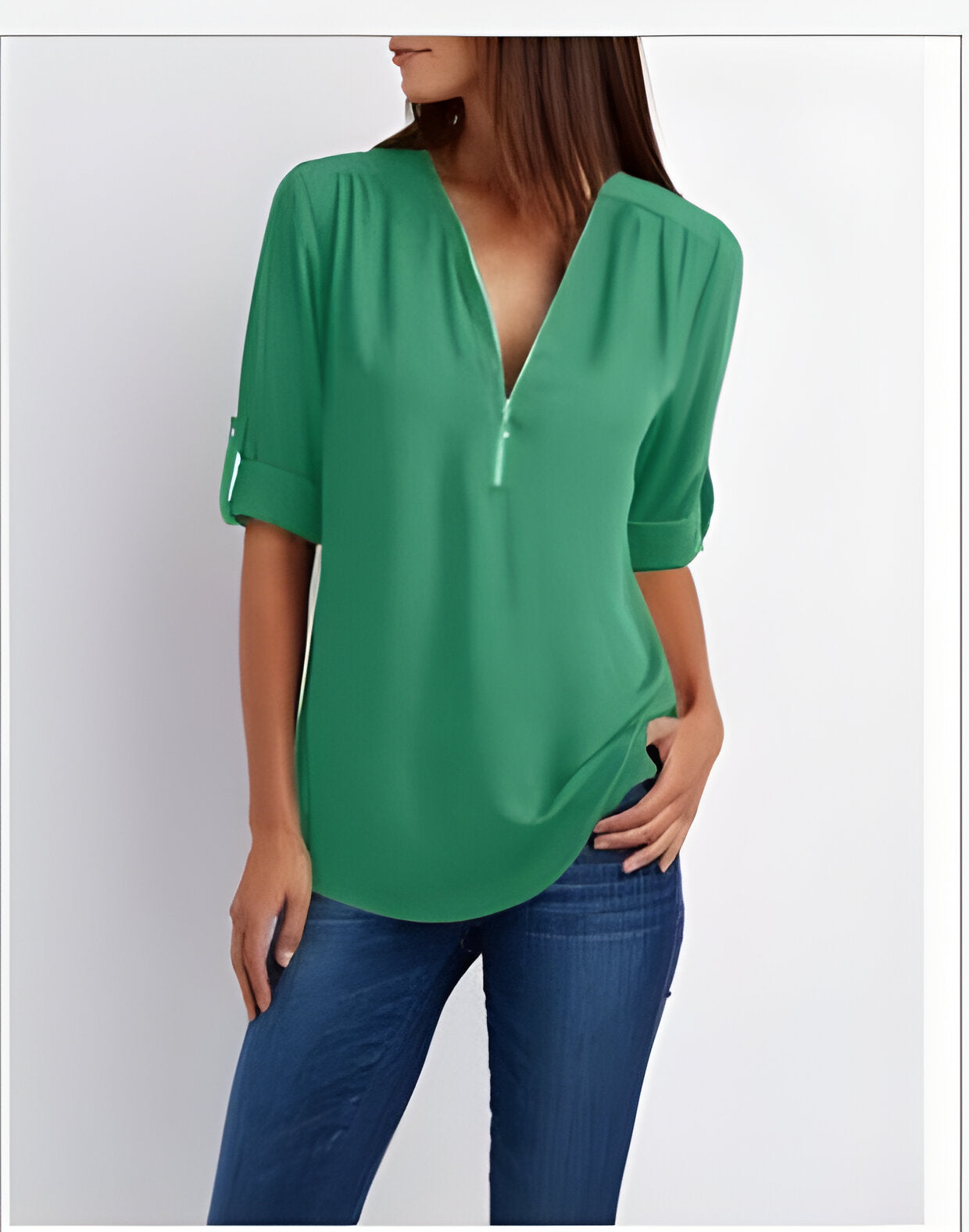 Amaya Blouse | Tijdloze Damesblouse met Halve Rits en Comfortabele Pasvorm