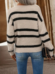 Giulia Gestreepte Herfsttrui Dames – Zachte Gebreide Trui met Relaxte Pasvorm