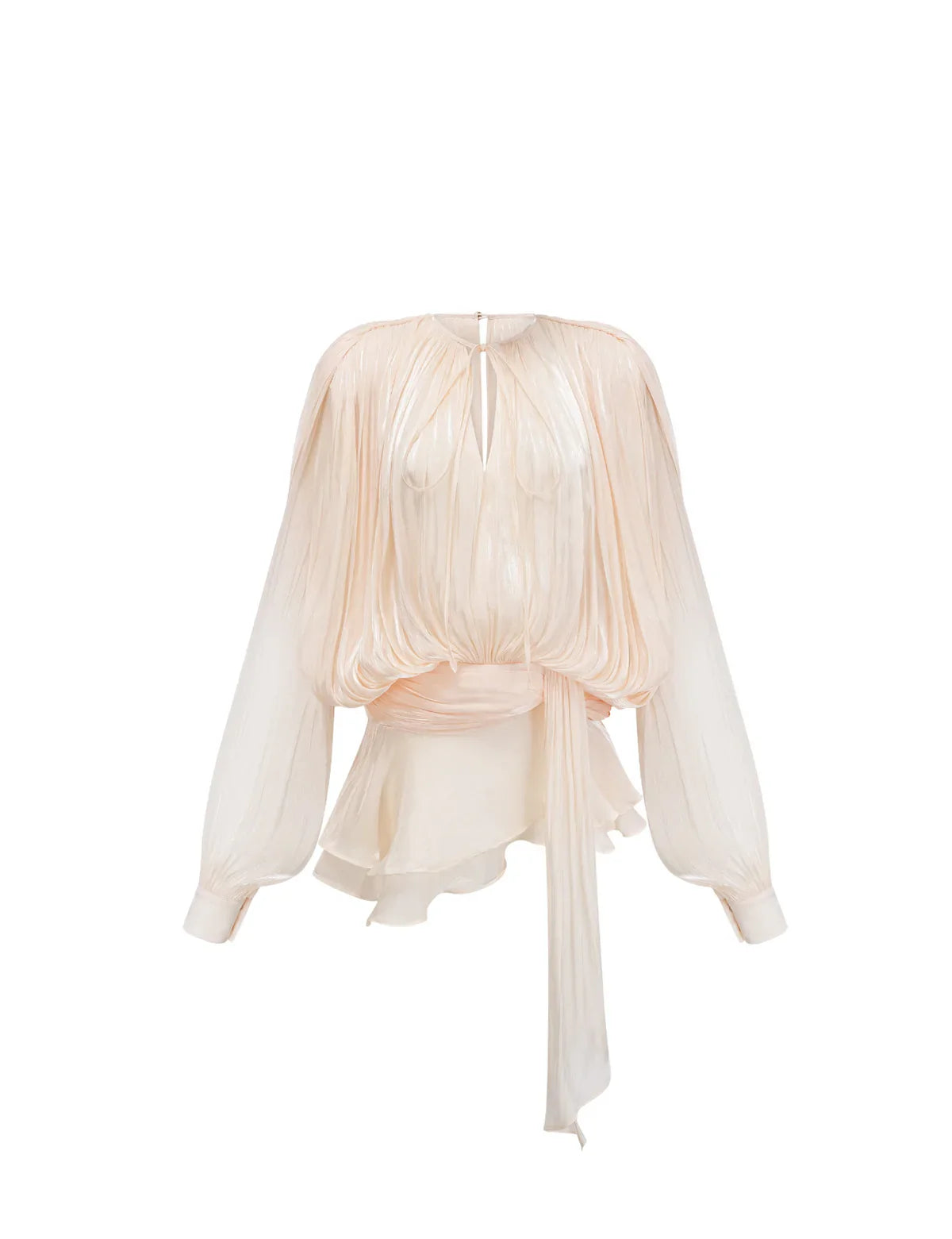 Chiara Jurk | Ruffled Mini Jurk met Lange Mouwen en Tailleband