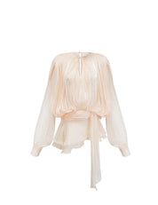 Chiara Jurk | Ruffled Mini Jurk met Lange Mouwen en Tailleband