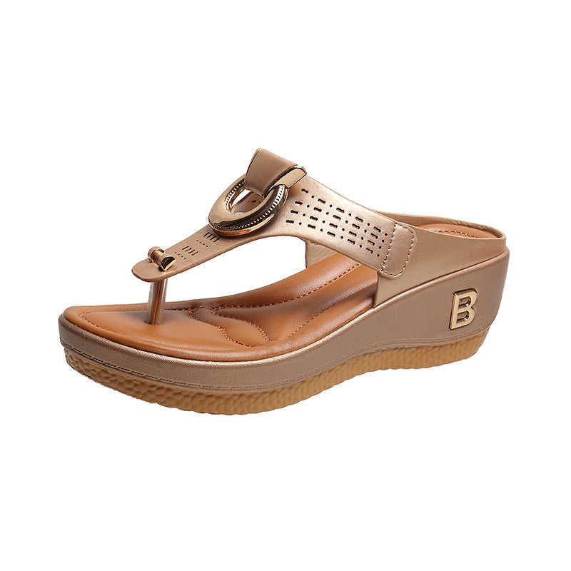 Adelaide Sandalen | Leren Wedge Sandalen met Geheugenschuim en Schokabsorberende Zool