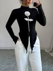 Giulia Trui | Hoge Kraag, Asymmetrische Zoom en Rozenpatroon