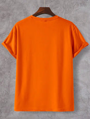 T-shirt Heren WK Nederlands Elftal Leeuwenprint Regular Fit Ronde Hals - Oranje