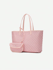 Dames Tote Bag PVC Groot Lichtgewicht Schoudertas - Roze / Grijs / Blauw - Maelen