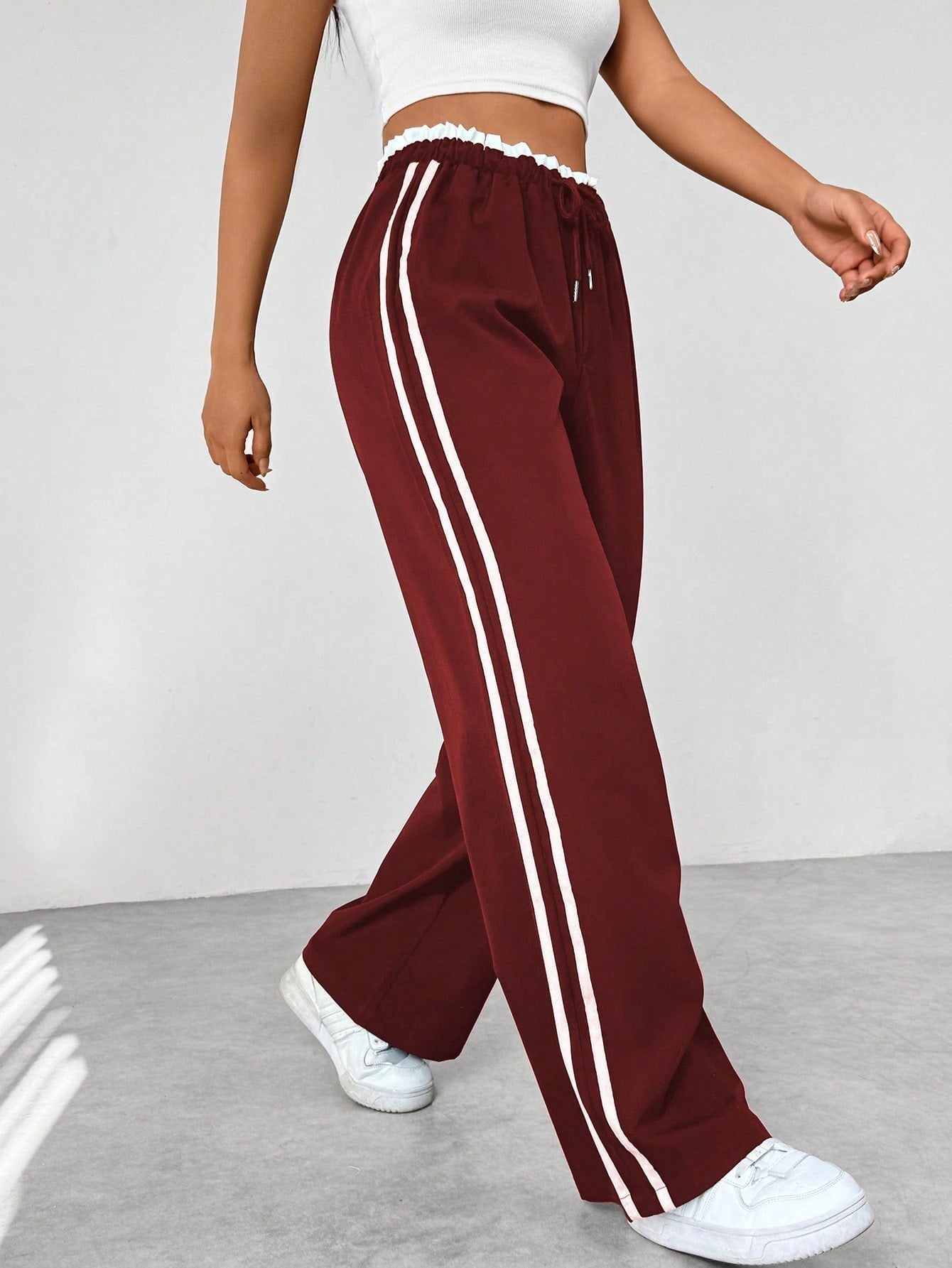 Rafaela Trend Sportieve Wide-Leg Broek – Comfortabele Streetwear Broek met Strepen