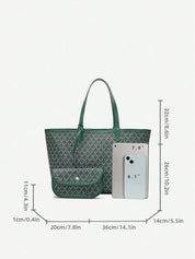 Dames Tote Bag PVC Groot Lichtgewicht Schoudertas - Roze / Grijs / Blauw - Maelen
