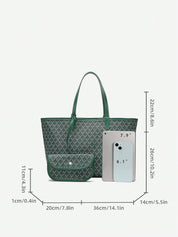 Dames Tote Bag PVC Groot Lichtgewicht Schoudertas - Roze / Grijs / Blauw - Maelen