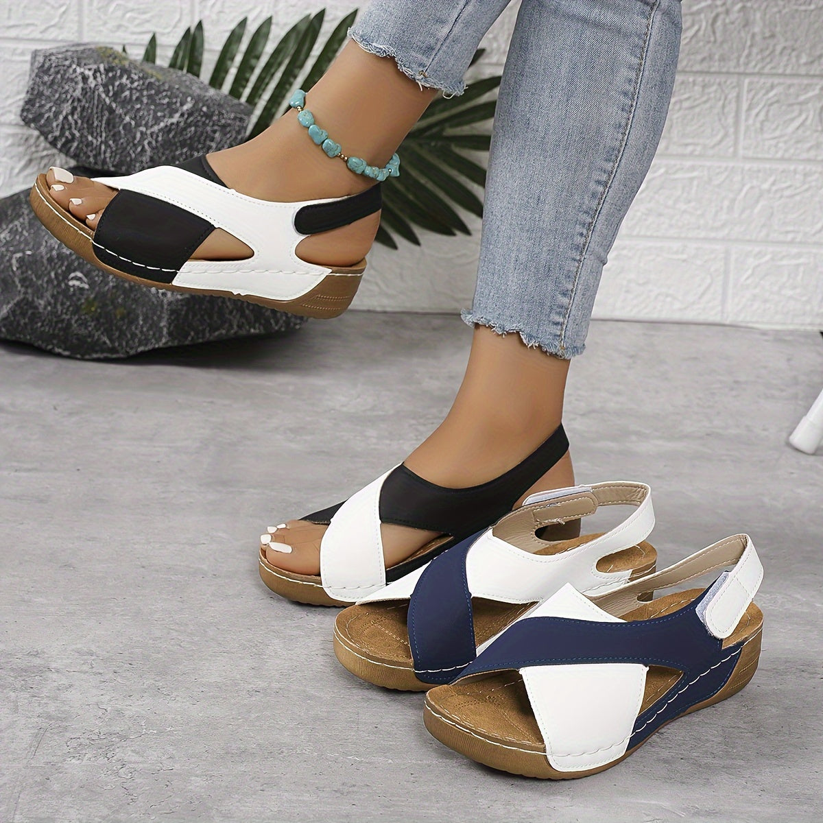 Allegra Sandalen | Tweekleurige Dames Sandalen met Zachte Bandjes en Ondersteunende Zool